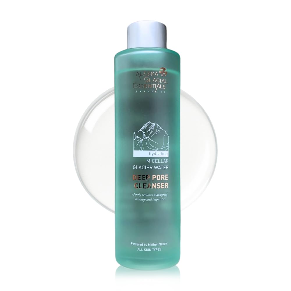 Alaska Glacial Micellar Glacier Water Cleanser for Sensitive, Acne-Prone & Oily Skin | Removes Makeup & Sebum, Detoxifies Pores, Hydrates | Fragrance-Free – 150ml