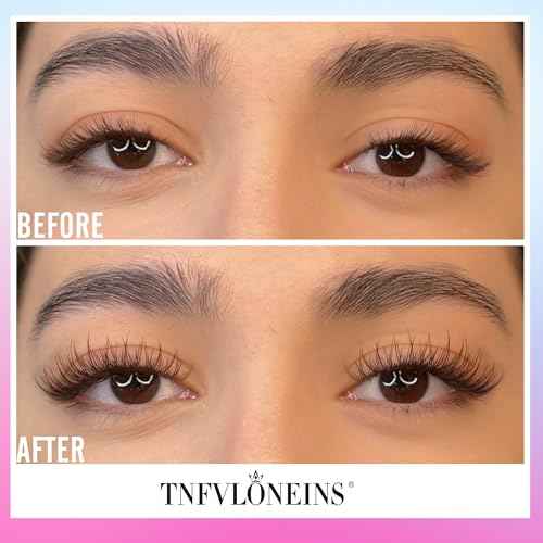 Natural Lash Extension Kit 168Pcs Lash Clusters Kit Wispy Eyelash Extensions 9-12MM Individual Lashes Extensions with Bond and Seal Lash Glue and Eyelash Extension Tweezers DIY at Home by TNFVLONEINS