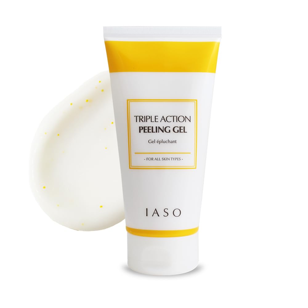 IASO Triple Action White Peeling Gel | Exfoliating Gel for Face, eep Pore Cleanse, Tone-Up Effect & Smoother Skin Texture, Korean Skin Care, 5.07 oz
