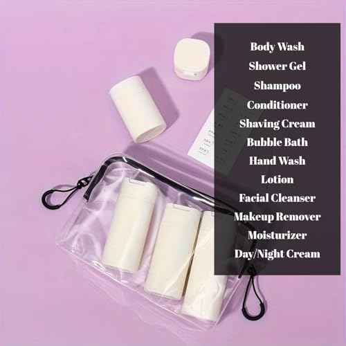 5pcs Travel Cream Dispenser Bottles Set Travel Bottles Toiletry Containers Set, TSA Approved, Travel Essentials