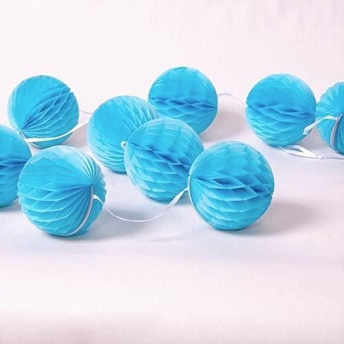 Powder Blue Honeycomb Ball Garland - 7 ft. - Elegant Paper Decor - Ideal for Bridal Showers, Birthdays, & Christmas Parties (1 Pc.)