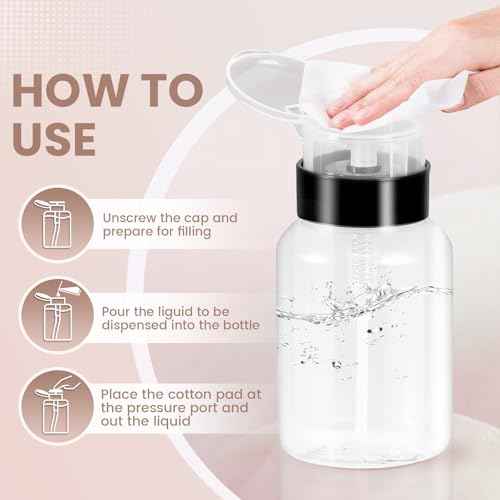 Nail Polish Remover Pump, YAMYONE 2 Pack Acetone Pump Dispenser, Alcohol Dispenser Push Down Empty Lockable Pump Dispenser Bottle for Nail Polish and Makeup Remover, 200ml(6.8oz)