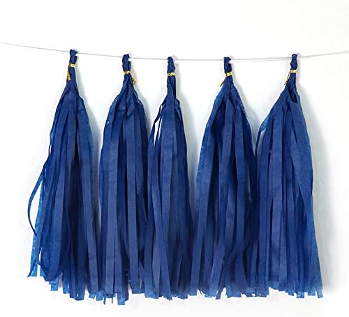 9.8in Tissue Paper Tassel DIY Hanging Paper Decorations Party Garland for Parties, Weddings, Festivals, Baby Showers - 20PCS (Royal Blue 25cm)
