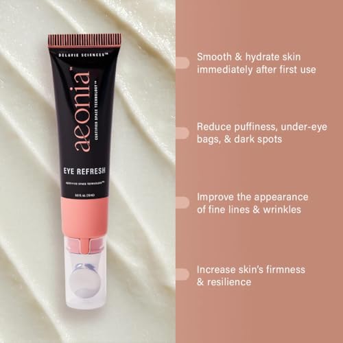 Aeonia Eye Refresh, Certified Space Technology Skincare ? Hydrating & Anti-Aging Eye Cream with Bacillus Lysate, Reduces Fine Lines, Puffiness & Dark Circles, Firming & Illuminating Formula, 0.5 Fl Oz