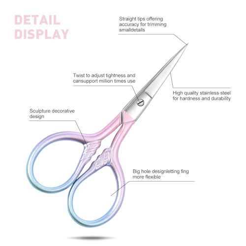 Personal Care Professional Beauty Tools (pink) Small scissors Facial hair removal and ear, nose and eyebrow, beard trimming Stainless steel fine straight head scissors