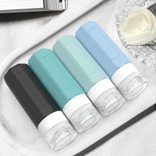 Redfly Travel Bottles for Toiletries, Tsa Approved 3oz Travel Size Containers, Leak Proof Silicone Squeezable Containers for Toiletries, BPA Free Refillable Essentials for Shampoo Conditioner Gray