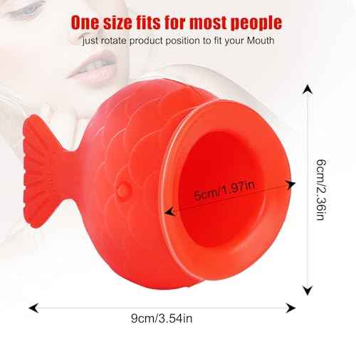 lip pump lip plumper lip enhancer£¬Soft Silicone Fish Shape Lips Enhancer,Fuller Thicker Mouth Fastly Lip Pumps Bigger Device for Women Female (RED)