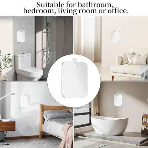 Shower Mirror Fogless for Shaving(Medium 8x6 inch), Unbreakable Deluxe Plexiglass Makeup Mirror with 2 Adhesive Hooks, Locker Mirrors for Shower, Shower Mirror Fogless, Portable Handheld Camping