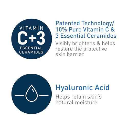 CeraVe Vitamin C Serum with Hyaluronic Acid, Skin Brightening Serum for Face with 10% Pure Vitamin C, Fragrance Free, 1 Fl. Oz