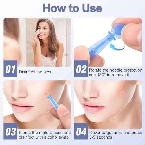 50 Pack Disposable Acne Pimple Popper Needles and 72 Dots Pimple Stickers, for Whitehead Acne Closed Mouth Needle (50 Pack)