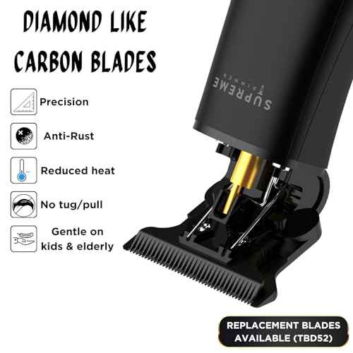 Supreme Trimmer T Shaper - Quiet Cordless Beard & Hair Trimmer for Men | 120 Min Runtime, Low Noise, Zero-Gap DLC Blade | Ideal for Sensitive Skin, Kids & Elderly | ST5206