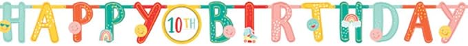 Multicolor All Smiles Jumbo Add-An-Age Letter Banner - 10.5' x 10" (Pack Of 1) - Premium Paper Material - Customizable Celebration Decor For Birthday, Anniversaries, & Milestone Events
