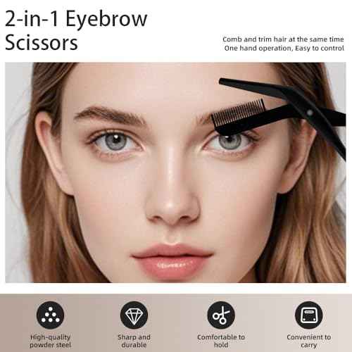 Eyebrow Scissors Trimmer with Comb Gift for Men and Women Stocking Stuffers
