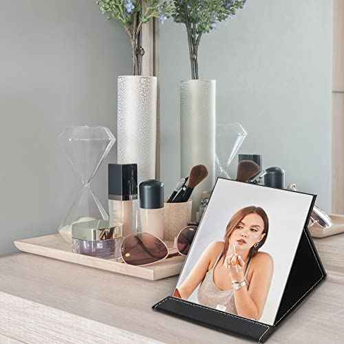 EFAILY Folding Travel Mirror, PU Portable Adjustable Rectangular Ultrathin Mirror, for Travel, Camping,Home(6.4W¡¿5.3L)