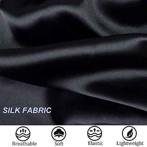 Silk Bonnet for Sleeping Satin Bonnets Double Layer Reversible Hair Cap Bonnet for Women Long Curly Braid Hair (Black)