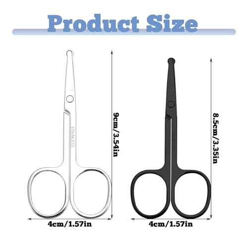 4 Pcs Nose Hair Scissors, Rounded Tip Eyebrow Scissors Stainless Steel Blunt Tip Trimmer Will Not Hurt the Nasal Cavity for Nose Eyebrow Eyelashes Trimming Mustache Beard Grooming
