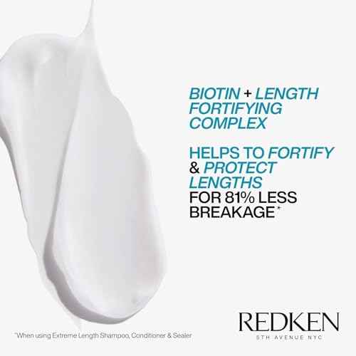 Redken Extreme Length Biotin Conditioner For Longer Hair ? Promotes Healthy Hair Growth, Strengthens & Detangles Damaged Hair, Infused With Biotin & Castor Oil?
