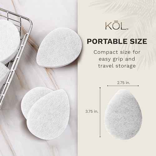 KOL Face Scrubber, Coconut Infused Exfoliating Facial Cleansing Pads, Disposable Exfoliator Face Sponge for Daily Cleaning and Makeup Removal, 6 Count