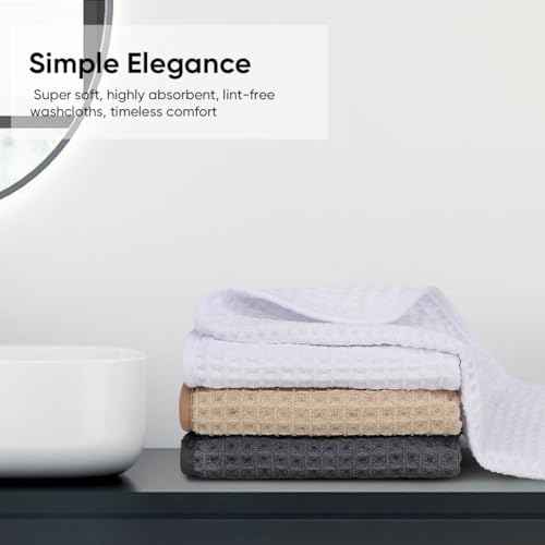 HOMEXCEL White Waffle Washcloths 4 Pack, Microfiber Face Towels for Bathroom, Lint Free, Highly Absorbent and Quick Dry Wash Cloths for Bathroom, Hotel, Spa, Gym, and Kitchen, Face Cloth, 12x12 Inch
