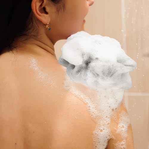 12 Pcs Travel Size Loofah Individually Wrapped, Small Shower Puff Bath Sponge Pouf Ball Bulk Mesh Bath Puff Mini Loofah Sponge with Case Bulk for Shower Care (25g,Colorful)