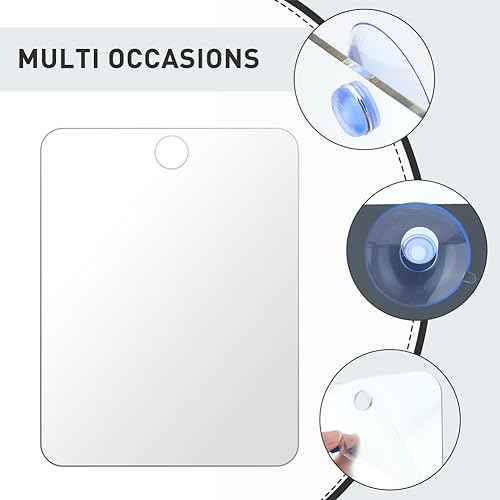 Anti-Fog Shower Mirror for Shaving, Shatterproof Men's Wall Hanging Handheld Locker Mirror, Bathroom No Fog Shaving Mirror (Silver,Size:6.7 * 5.1inch)