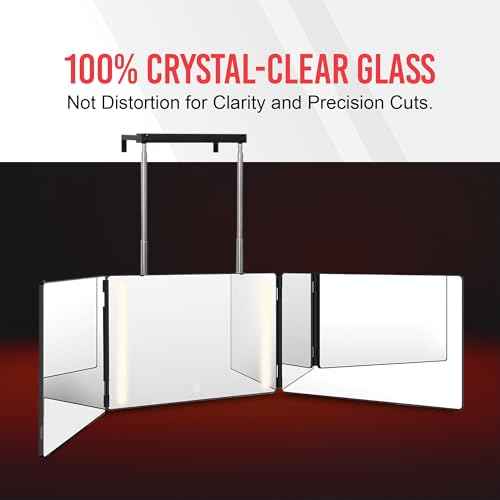 Self-Cut System 3 Way Mirror with LED Lights ? Trifold Self Cut Barber Mirror for Men and Women, 360 View for Easy Haircuts, Travel Friendly - Three Way Design for Grooming and Styling