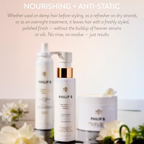 PHILIP B. Weightless Miracle Serum, Leave-In Hair Conditioner Treatment, 4 Fl Oz (120 mL) - Conditions Dry, Damaged Strands with Hyaluronic Acid, Smooth Frizz and Prevent Damage