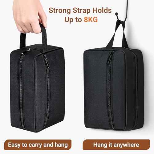 Elviros Travel Toiletry Bag for Women and Men, Lightweight Makeup Bag Hanging Dopp Kit with Shaving Compartment Cosmetic Organizer Small Tool Bag Travel Essentials, Black