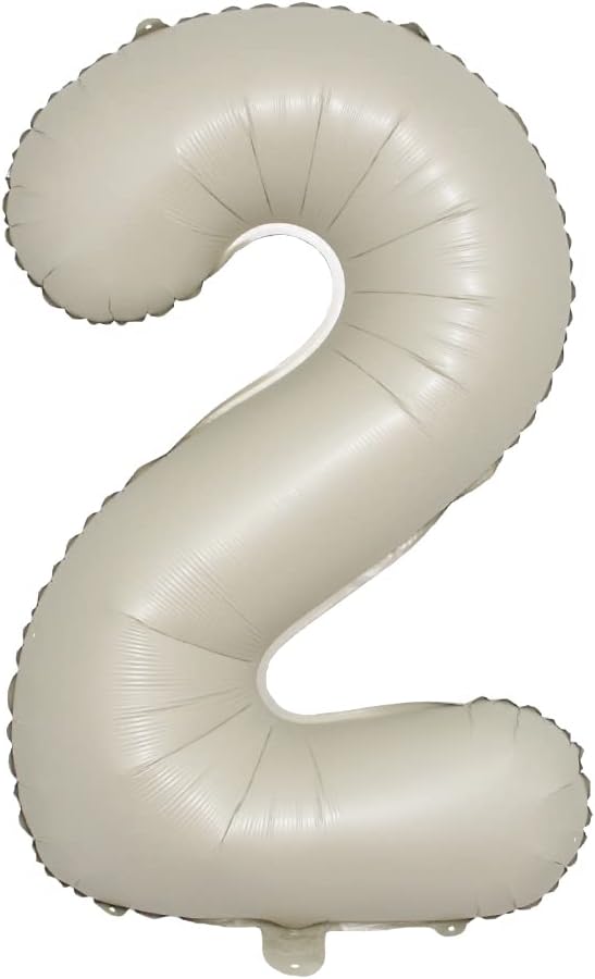 32 inch Cream Color Number Balloons 0-9 Large Digital Foil Helium Ball Girl Kids Adult Happy Birthday Party Decoration Wedding (32 inch Cream 2)