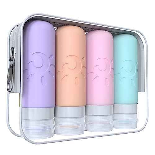Travel Bottles for Toiletries, TSA Approved Travel Containers 3oz Leak Proof Travel Tubs Refillable Liquid Travel Accessories for Shampoo Conditioner Lotion Body Wash(Multicolored C)