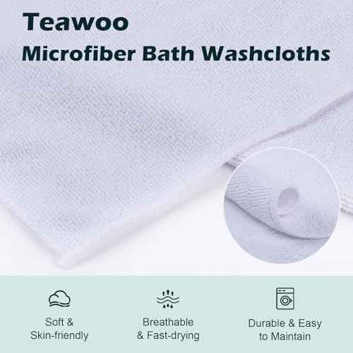 White Washcloths 15 Pack, Highly Absorbent & Quick Drying Face Towels, Premium Quality Soft Bath Towels, Multipurpose Microfiber Wash Cloths, 12x12 inches