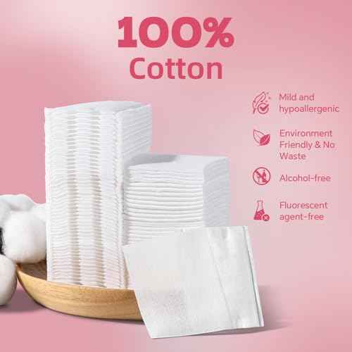 Square Cotton Pads 475 Pcs Makeup Remover Pads Cotton Squares for Face 75 Thick and 400 Ultra-Thin for Daily Skin Care, Pair with Makeup Remover