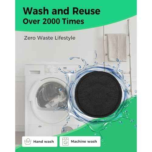 ProCIV Reusable Makeup Remover Pads - 25 Pack Washable Organic Cotton Rounds for All Skin Types & Toner with Laundry Bag, Eco Friendly Zero Waste Reusable Cotton Pads Travel Gadgets (Black)