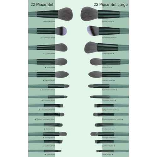 Makeup Brushes 22 Pcs Makeup Kit,Foundation Brush Eyeshadow Brush Make up Brushes Set (Green, 22 Piece Set)