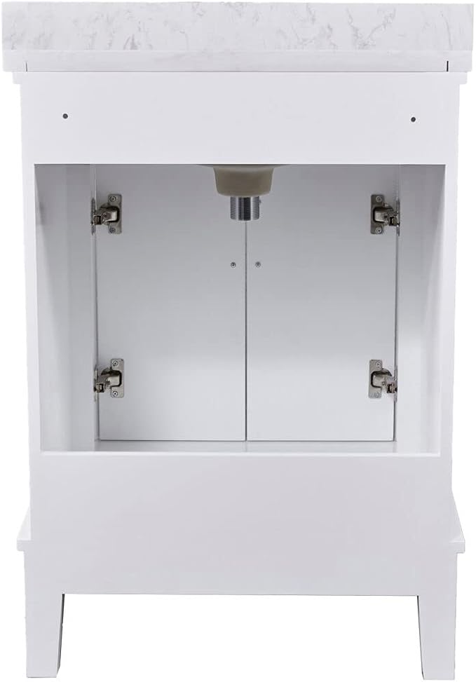 Hanover Lanesboro 24'' Vanity Cabinet with Sink Combo for Bathroom, Powder Room | Pre-Assembled Cabinet | 2 Doors | Accent Mirror | Artificial Stone Countertop, White Cabinet | HANVN0105-24-0WH