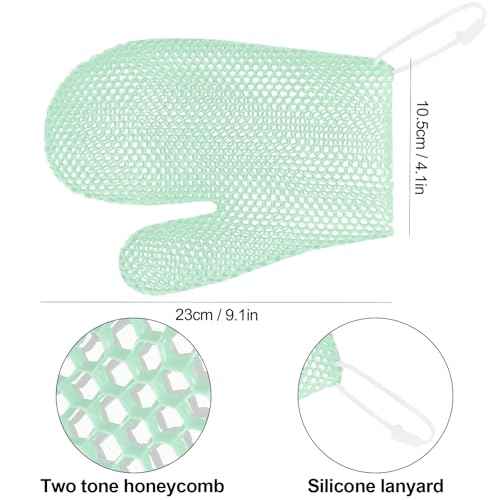 Exfoliating Glove Bath Mitt -Exfoliating Gloves for Shower, Body Scrubber for Deep Cleansing, Quick Drying Bath Gloves (Green)