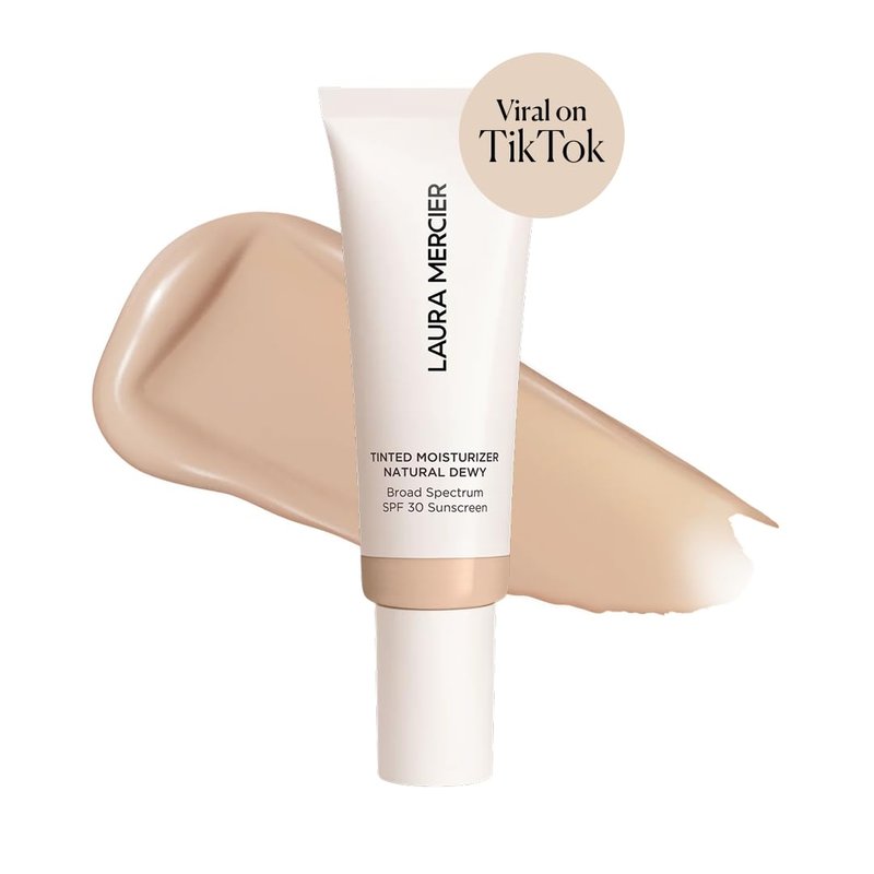 Laura Mercier Tinted Moisturizer Natural Dewy with SPF 30: 24HR+ Hydration, Long Lasting, Sheer to Light, Buildable Coverage, Dewy Finish, Improve Skin Tone and Texture, Skin Tint, Cameo