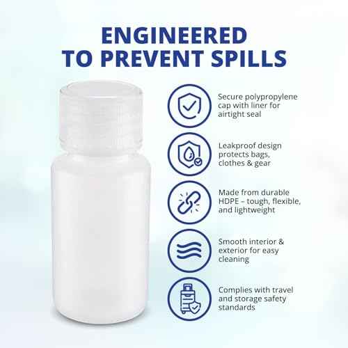 United Scientific¢â Leak Proof Travel Bottles for Toiletries - 3 Oz Travel Bottles with Lined Polypropylene Lid - TSA Approved Bottle for Liquids, Clear Small Bottle, Pack of 6