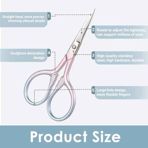 Facial Hair Small Grooming Scissors for Men Women, 3.5inch Small Precision Scissors, Safety Scissor with PU Sheath for Facial Hair, Eyebrow, Eyelash, Beard, Moustache