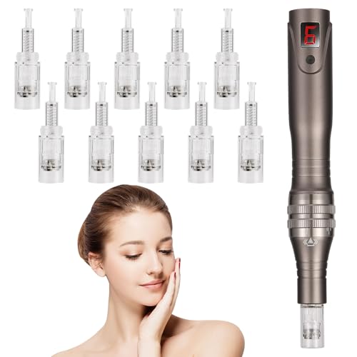 0.25mm Home Use Microneedle Derma Roller Pen, Derma Pen for Women Men - Microneedling Skin Care Beauty Kit Tool for Face Hair Beard