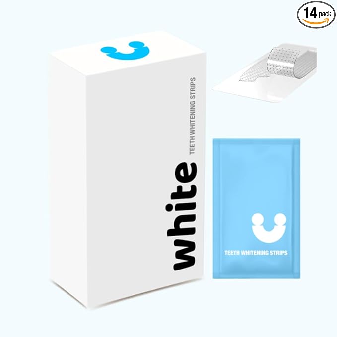WhiteU Teeth Whitening Strips – 14 Strips – Peroxide-Free, Enamel-Safe, Sensitivity-Free – Advanced Whitening with Pap+ – Professional Dental Care for Whiter Teeth, Tartar Control – Mint Flavored