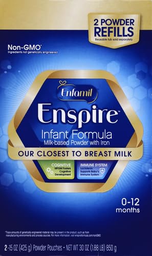 Enfamil Optimum (Enspire), Our Closest Formula to Breast Milk, Immune-Supporting Lactoferrin and Brain-Supporting DHA Baby Formula, Powder 30 Oz Refill (Pack of 2)