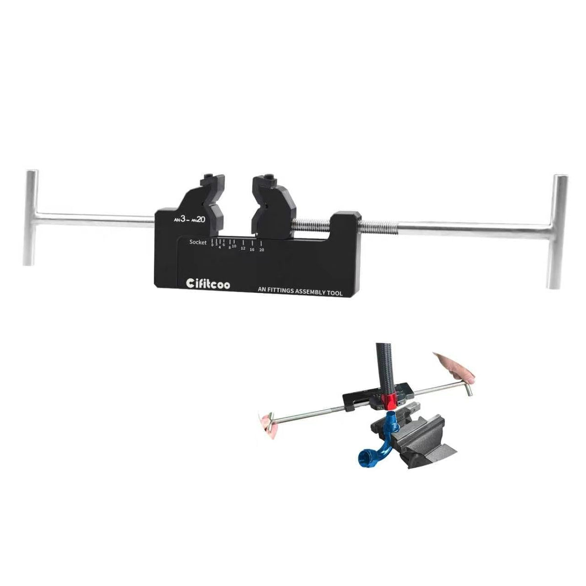CIFITCOO AN Hose Assembly Tool, AN Fittings Installation Tool, Universal 3AN-20AN Hose Installation Wrench, Labor-Saving No-Scra