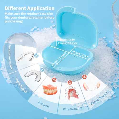 Annhua Dental Mouthguard Container Orthodontic Retainer Case with Vent Holes, Denture Holder Box Clear Aligner Case Slim for Household|Travel|Office - Bluish - Light & Easy to Carry