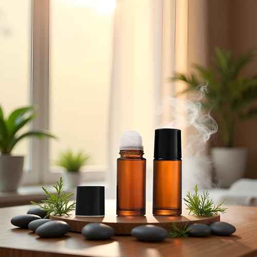 2 Pcs Clear Empty Glass Essential Oil Roller Bottles Vials Containers Refillable Roll-on Bottles with Funnel 30ML Refillable Cosmetic Containers Roller Balls for Essential Oils (Brown)