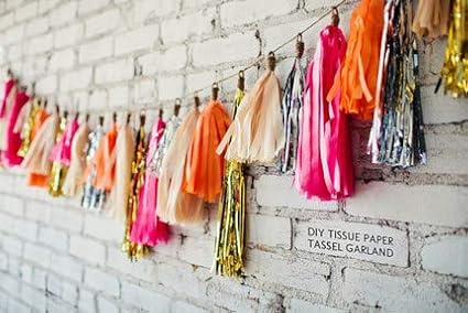 Pink Tissue Paper Tassel DIY Hanging Paper Decorations Party Garland for Parties, Weddings, Festivals, Baby Showers - 20PCS (25cm)