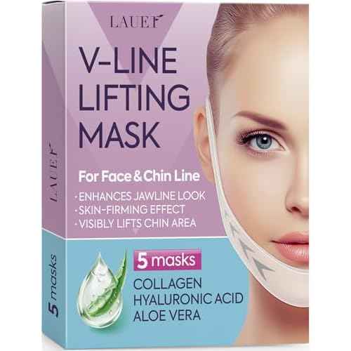 V Shaped Contouring Face Mask Line Shaping Lifting Belt Neck Reduction Jawline Shaper Lift Up Tape Enhancer Face Patch Firming Tightening Skin Chin Collagen Mask Hyaluronic Acid Aloe Vera 5 pcs