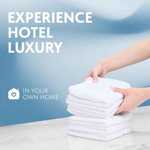 White Classic Luxury Cotton Washcloths 13x13 Inch - 650 GSM Turkish Cotton | Hotel, Spa, Bathroom Face Towel | 12 Pack