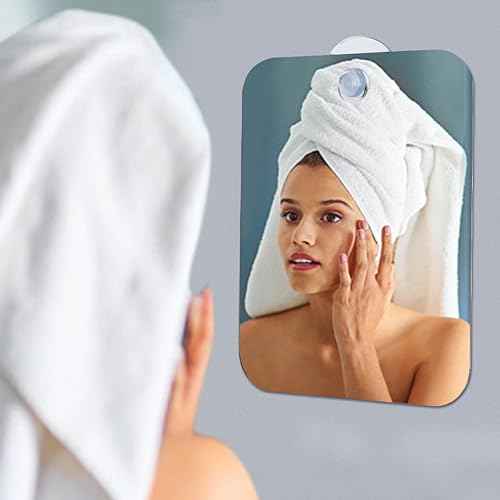 Anti-Fog Shower Mirror for Shaving, Shatterproof Men's Wall Hanging Handheld Locker Mirror, Bathroom No Fog Shaving Mirror (Silver,Size:6.7 * 5.1inch)