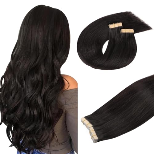 DOORES Human Hair Extensions Tape in, Dark Brown 100g 20 Inch 40pcs, Tape in Hair Extensions Real Hair Straight Natural Hair Skin Weft Hair Extensions